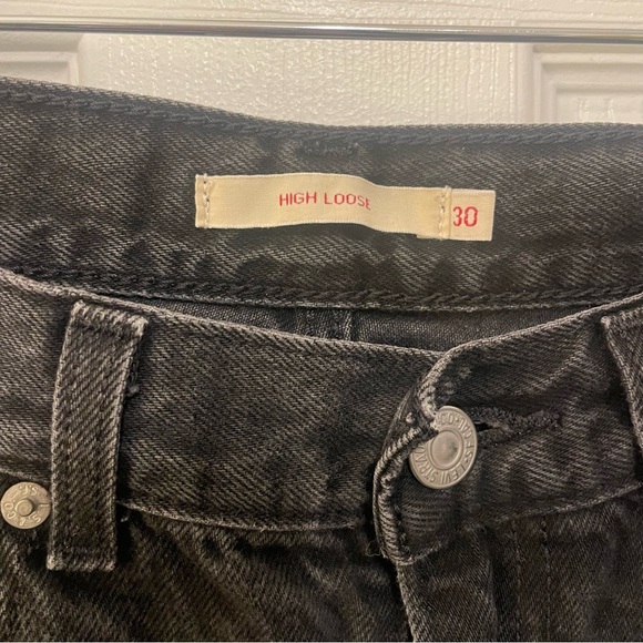 Levi’s Black High Loose Jeans Wide Leg Denim High Waisted Short Length - Picture 4 of 8